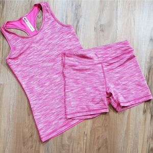 🧚‍♀️90 Degrees Pink Racerback Tank & Shorts Set Youth Large